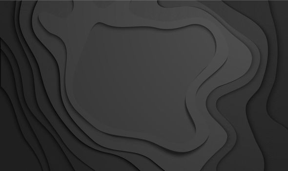 Black cutout in topographic map style. Black paper cut background. Vector illustration.