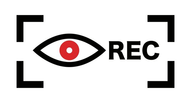 Eye icon and REC logo. Vectors about recording.