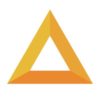 Stylish orange triangle icon. Vector