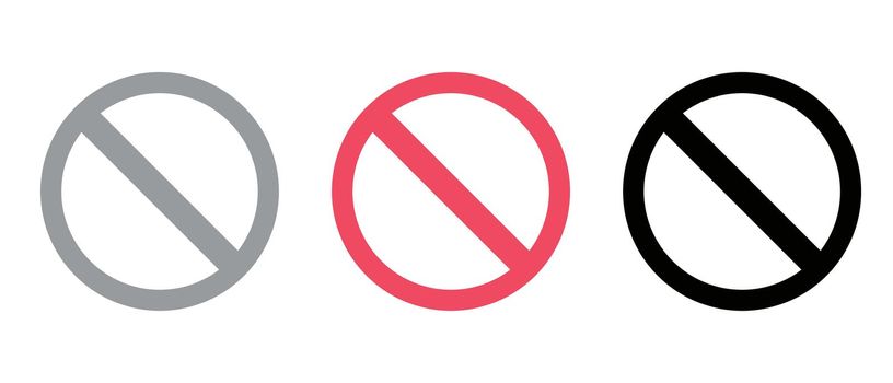 A set of three color stop-mark icons. Vectors about useful warnings that can be used in different scenes.