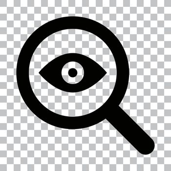 Magnifying glass and eye icon. Vector illustration about discovery and search.