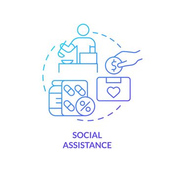 Social assistance blue gradient concept icon