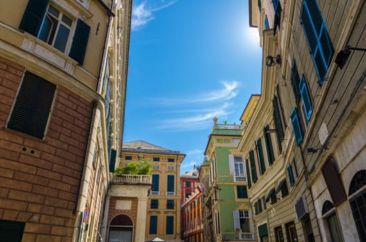 Piazza della Meridiana square with multicolored typical traditional buildings with colorful walls