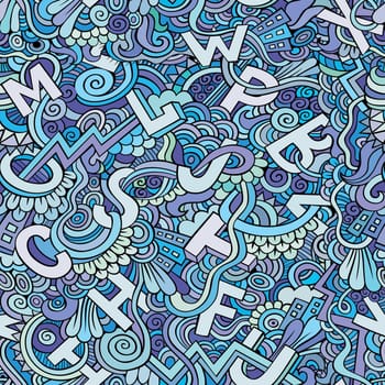 Letters abstract decorative doodles seamless pattern.