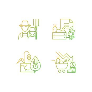 Agribusiness gradient linear vector icons set