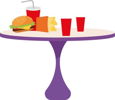 Table with junk food semi flat color vector object
