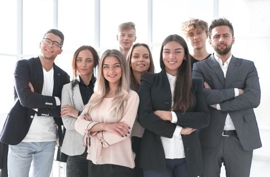 group of young business people standing together