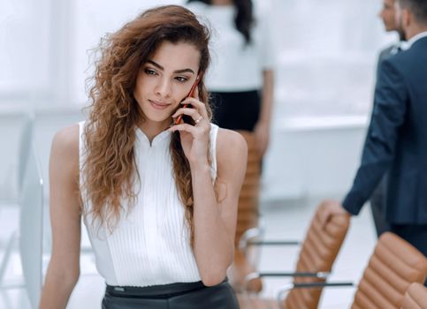 closeup. business woman with a smartphone