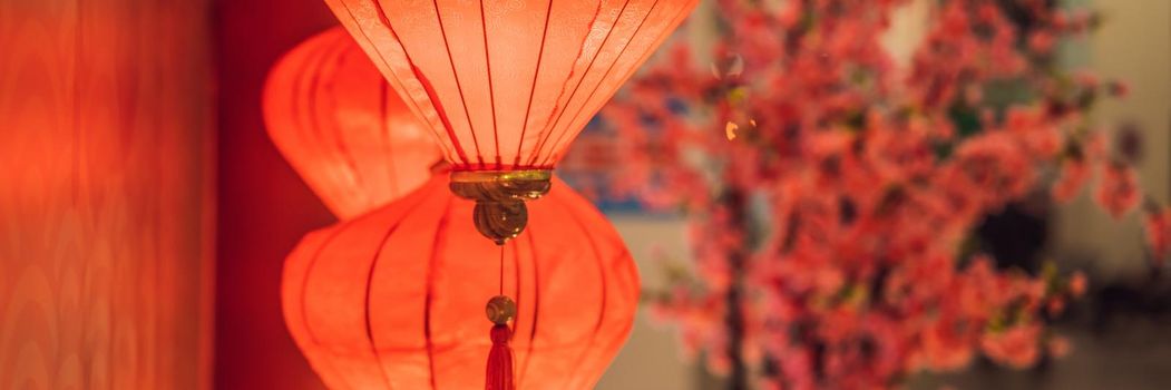 Chinese red lanterns for the Chinese New Year BANNER, LONG FORMAT