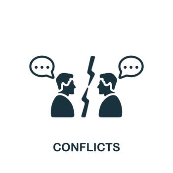 Conflicts icon. Monochrome simple Psychology icon for templates, web design and infographics