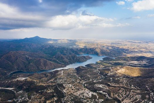 Aerial view of the Dipotamos Reservoir in Cyprus