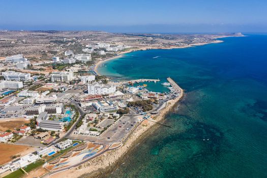 Aerial view of the Ayia Napa resort town, Cyprus