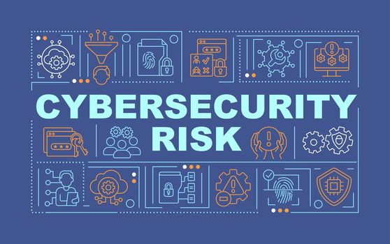 Cybersecurity risk word concepts dark blue banner