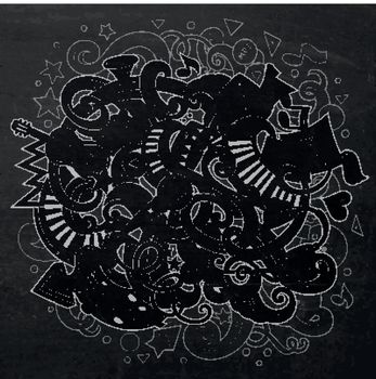 Hand-drawn chalkboard doodles Musical illustration