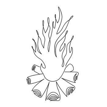 Campfire drawn in one line. Line art