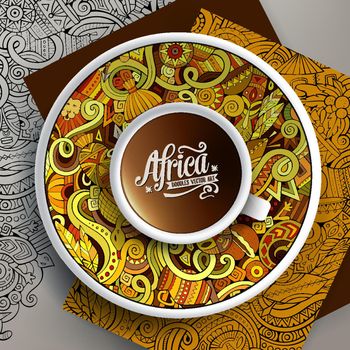 Vector illustration African doodle cup of coffee