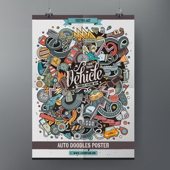 Cartoon doodles Vehicle poster