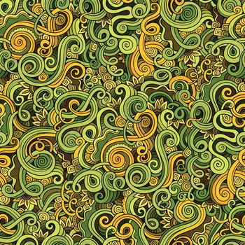 Decorative hand drawn doodle nature ornamental curl seamless pattern