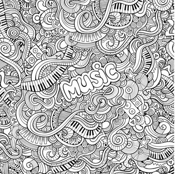 Cartoon vector Doodles music seamless pattern
