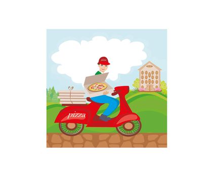 pizza delivery man on a motorcycle