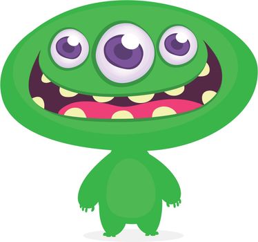 Funny cartoon alien. Vector illustration of cute monster creature