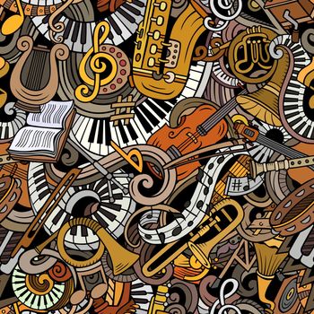 Cartoon cute doodles Classical music seamless pattern