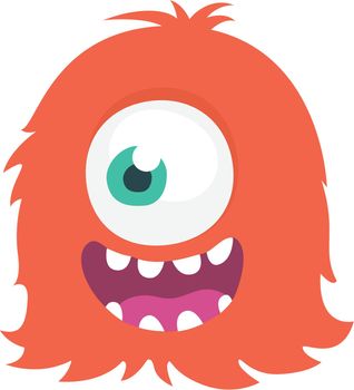 Happy cartoon one eyed monster. Vector Halloween illustration. Big set of cartoon monsters