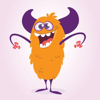 Funny cartoon monster. Vector illustration of monster creature. Halloween design