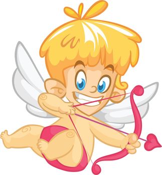 Funny little Cupid aiming at someone with an arrow of love