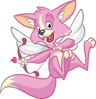 Vector fox cupid. Illustration of a fox cupid for St Valentine's Day. Isolated
