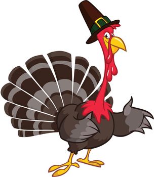 Thanksgiving Cartoon Turkey bird. Vector illustration of funny turkey character clipart