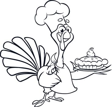 Cartoon illustration of a happy cute thanksgiving turkey. Vector illustration isolated. Design for Thanksgiving Day
