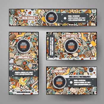 Corporate Identity vector templates set with doodles Cinema theme
