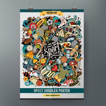 Cartoon colorful hand drawn doodles Sports poster