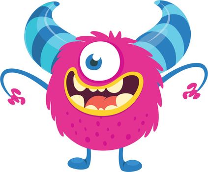 Surprised cute cartoon monster icon. Vector  monster mascot. Halloween design for emblem or sticker