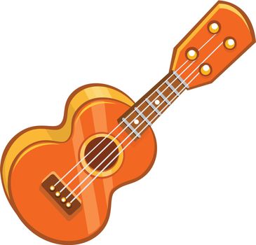Cartoon ukulele illustration. Vector icon of ukulele isolated