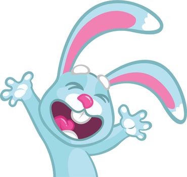 Easter cartoon bunny rabbit smilig excited. Vector illustration of bunny isolated
