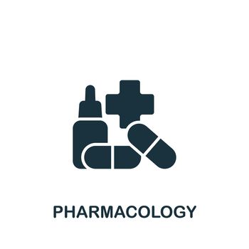 Pharmacology icon. Monochrome simple Science icon for templates, web design and infographics