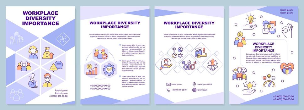 Workplace diversity importance purple brochure template