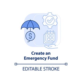 Create emergency fund light blue concept icon