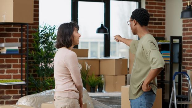 Husband and wife moving in rented real estate property