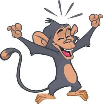 Funny Monkey Chimpanzee Singing Vector Illustration isolated