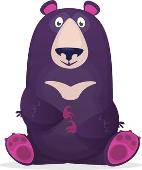 Happy cartoon bear. Vector clip art illustration of brown bear isolated.
