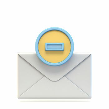 Mail icon with minus sign 3D