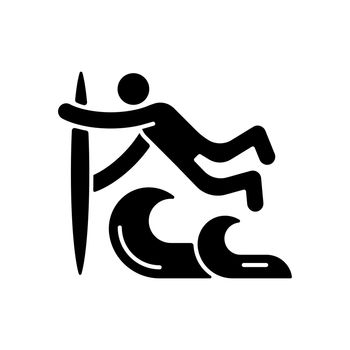 Superman surfing technique black glyph icon