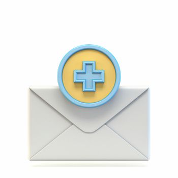 Mail icon with plus sign 3D
