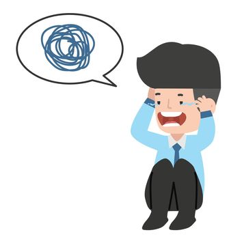 Businessman sad  character cartoon  with bubble 