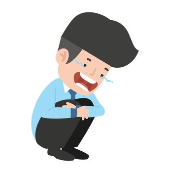 Businessman crying sad  cartoon concept