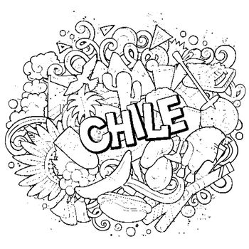 Chile hand drawn cartoon doodles illustration. Funny design.