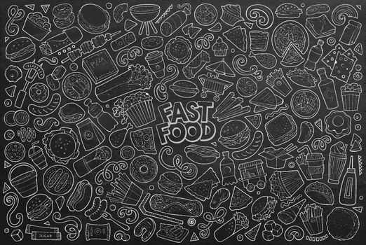 Vector set of Fast food objects and symbols